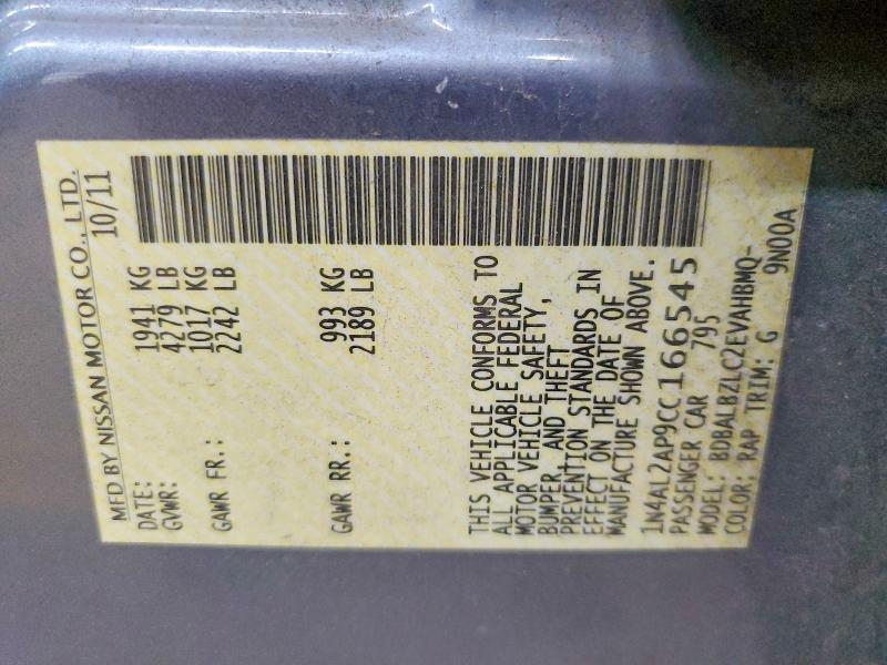 Продаж на аукціоні авто 2012 Nissan Altima, vin: 1N4AL2AP9CC166545, номер лоту: 59699996