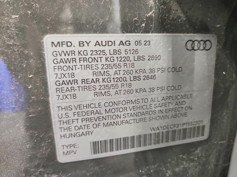 Aukcja sprzedaży 2023 Audi Q3, vin: WA1DECF31P1132320, numer aukcji: 60136956