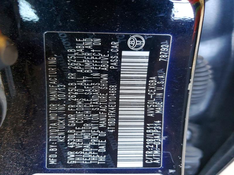 Продаж на аукціоні авто 2014 Toyota Camry Hybrid, vin: 4T1BD1FK4EU104868, номер лоту: 62512216