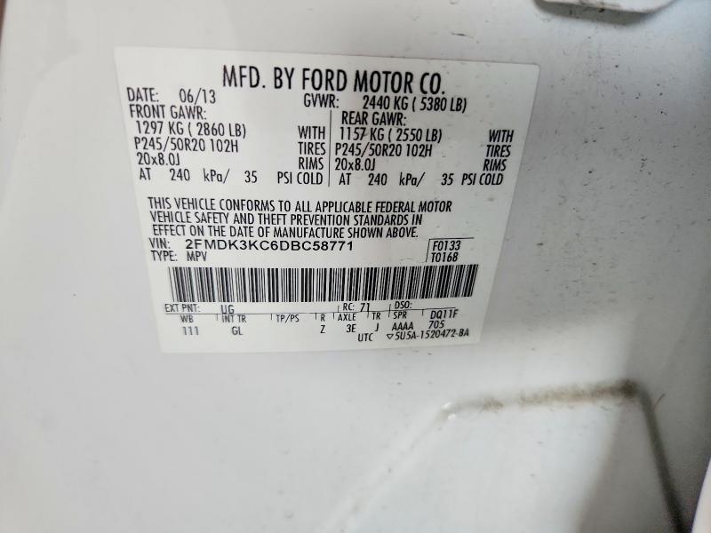 Aukcja sprzedaży 2013 Ford Edge, vin: 2FMDK3KC6DBC58771, numer aukcji: 60041156