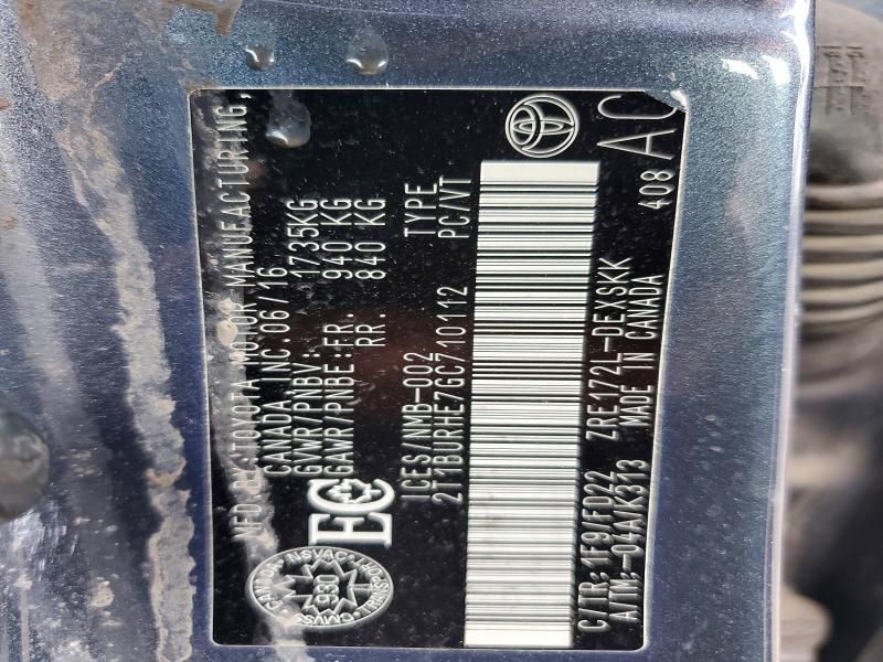 Продажа на аукционе авто 2016 Toyota Corolla, vin: 2T1BURHE7GC710112, номер лота: 99123635