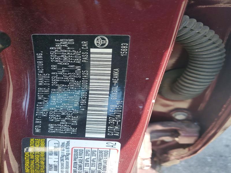 2005 Toyota Avalon მანქანა იყიდება აუქციონზე, vin: 4T1BK36B15U001425, აუქციონის ნომერი: 62323216