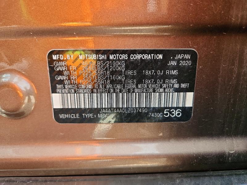 Продаж на аукціоні авто 2020 Mitsubishi Eclipse Cross, vin: JA4AT4AA0LZ037490, номер лоту: 60229326
