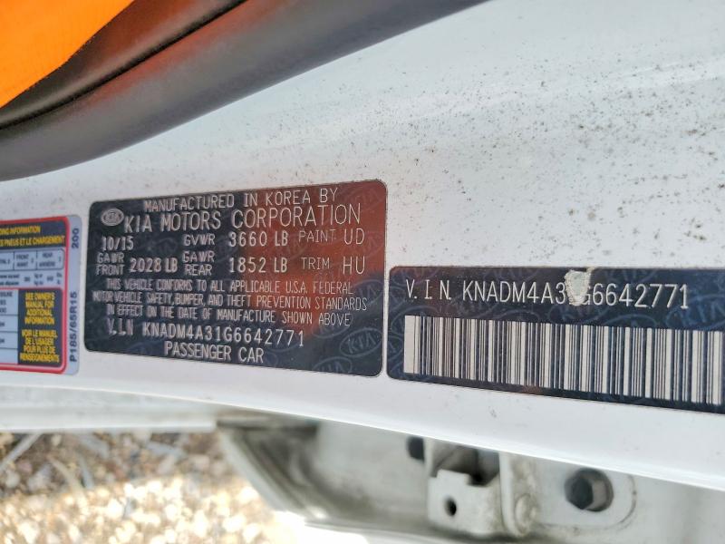 Aukcja sprzedaży 2016 Kia Rio, vin: KNADM4A31G6642771, numer aukcji: 62120516