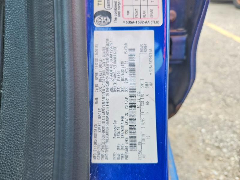 61099296 :رقم المزاد ، 3FADP4BJ0JM129757 vin ، 2018 Ford Fiesta مزاد بيع