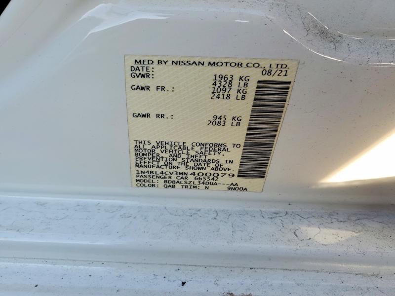 Продаж на аукціоні авто 2021 Nissan Altima, vin: 1N4BL4CV3MN400079, номер лоту: 60647616