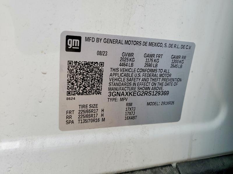 Aukcja sprzedaży 2024 Chevrolet Equinox, vin: 3GNAXKEG2RS129369, numer aukcji: 62674586