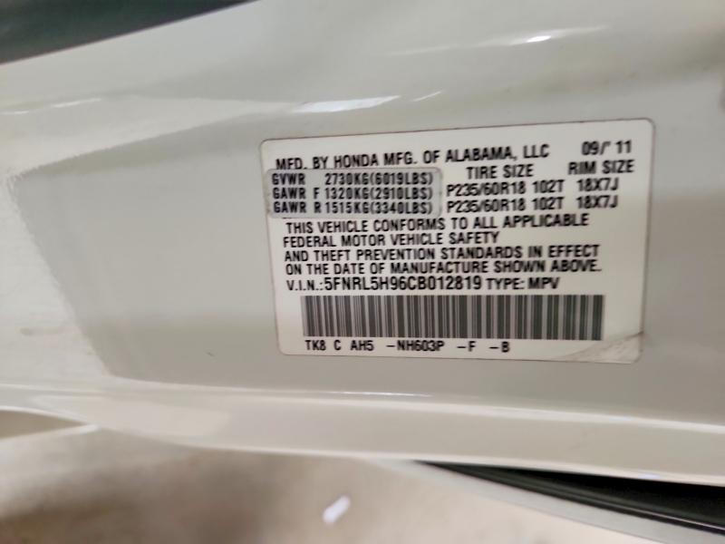 Aukcja sprzedaży 2012 Honda Odyssey, vin: 5FNRL5H96CB012819, numer aukcji: 61038196