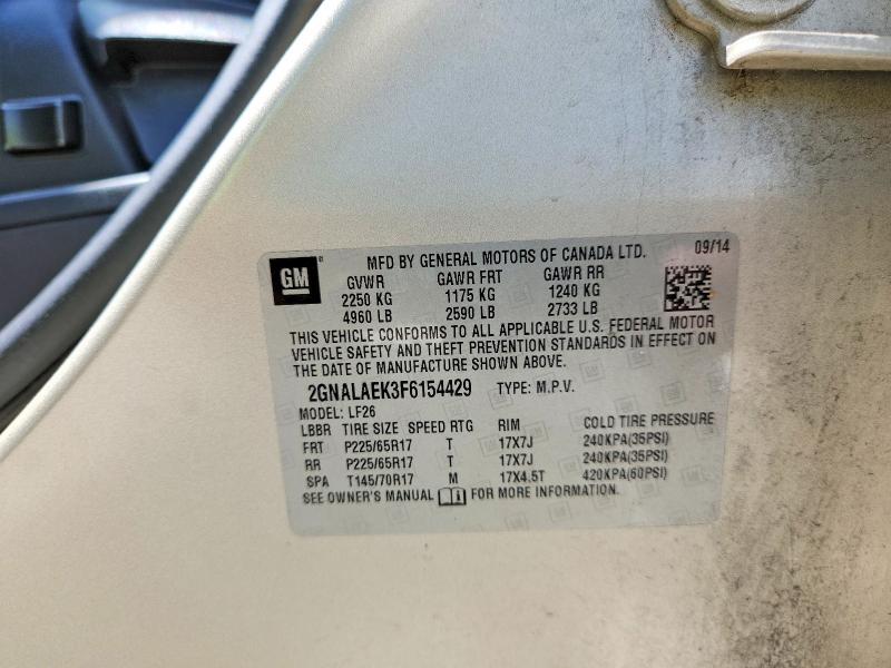 Продаж на аукціоні авто 2015 Chevrolet Equinox, vin: 2GNALAEK3F6154429, номер лоту: 60880966