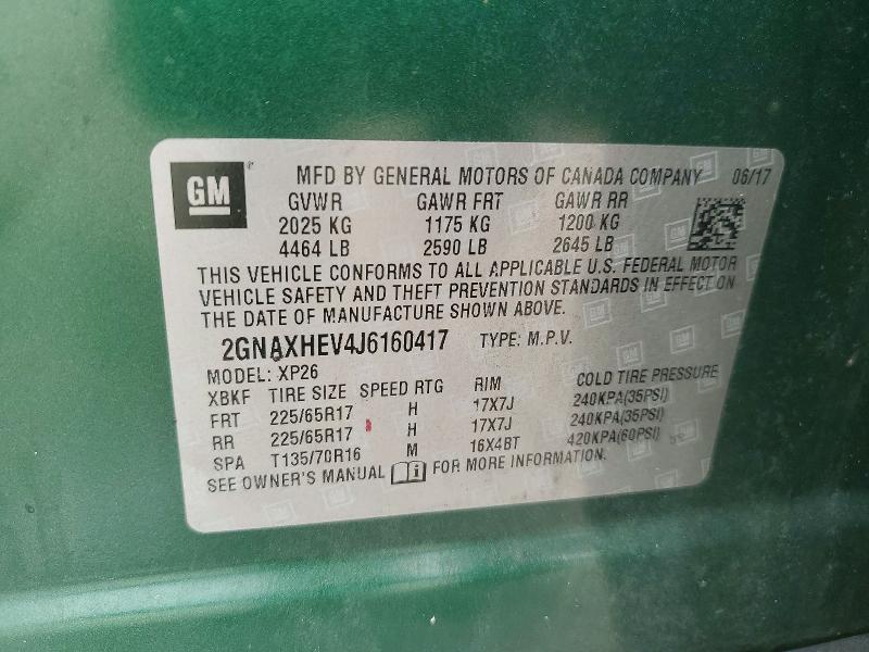 Aukcja sprzedaży 2018 Chevrolet Equinox, vin: 2GNAXHEV4J6160417, numer aukcji: 59332706
