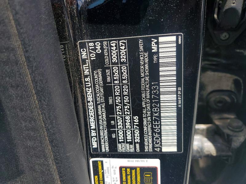 60280686 :رقم المزاد ، 4JGDF6EE7KB217331 vin ، 2019 Mercedes-benz Gls مزاد بيع