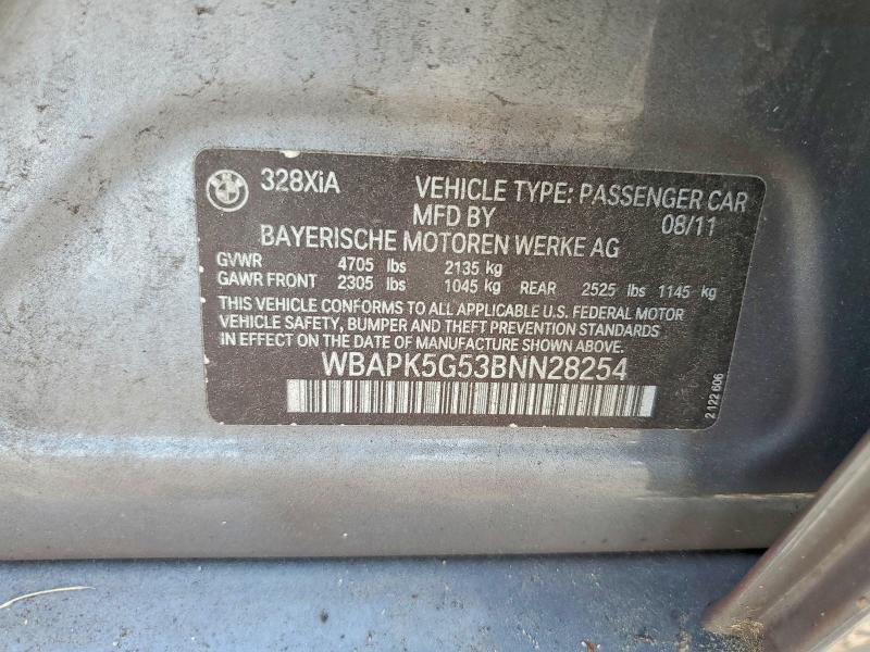 60554996 :رقم المزاد ، WBAPK5G53BNN28254 vin ، 2011 Bmw 328 مزاد بيع
