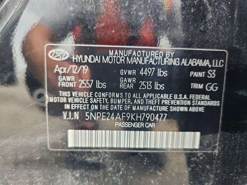 Auction sale of the 2019 Hyundai Sonata, vin: 5NPE24AF9KH790477, lot number: 60173666
