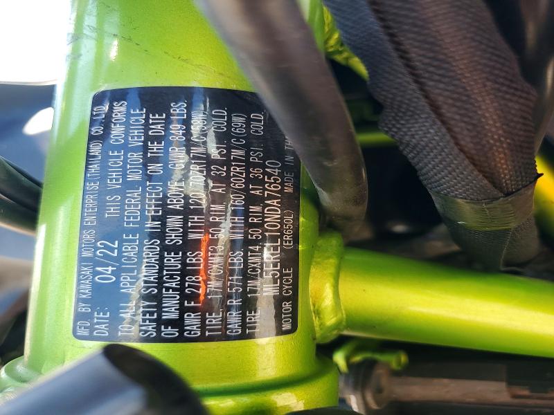 Aukcja sprzedaży 2022 Kawasaki Er650, vin: ML5EREL10NDA76540, numer aukcji: 61135146