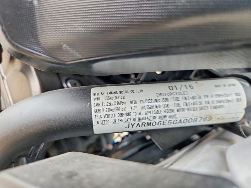 2016 Yamaha Fz07 მანქანა იყიდება აუქციონზე, vin: JYARM06E5GA008769, აუქციონის ნომერი: 60192896