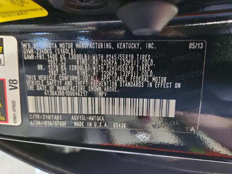 Aukcja sprzedaży 2013 Toyota Venza, vin: 4T3BA3BB1DU046217, numer aukcji: 61250496
