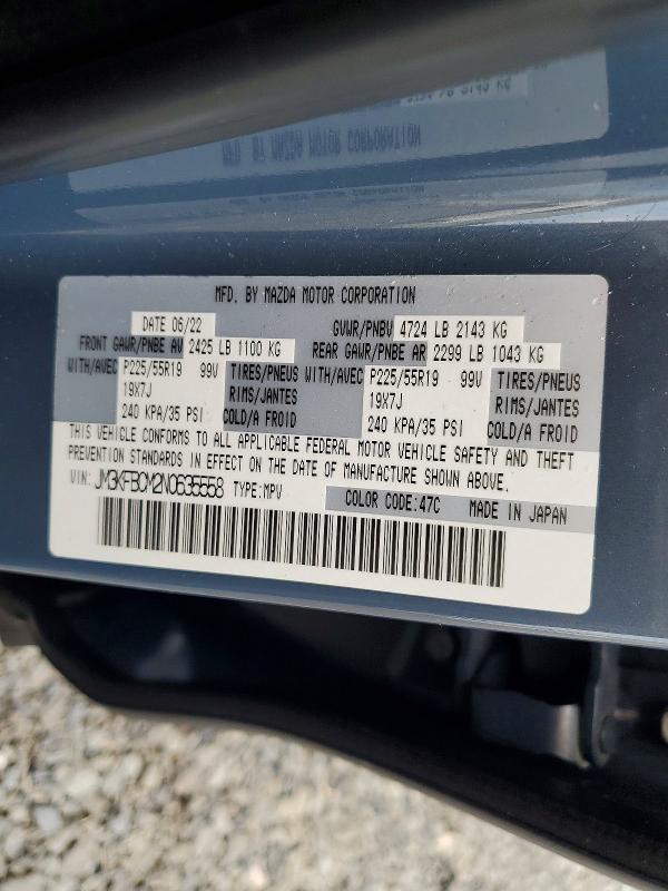 Продаж на аукціоні авто 2022 Mazda Cx-5, vin: JM3KFBCM2N0635558, номер лоту: 61057226