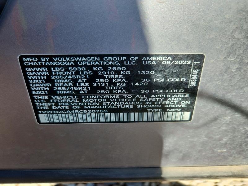 Продаж на аукціоні авто 2024 Volkswagen Atlas, vin: 1V2FR2CA4RC520759, номер лоту: 57326966