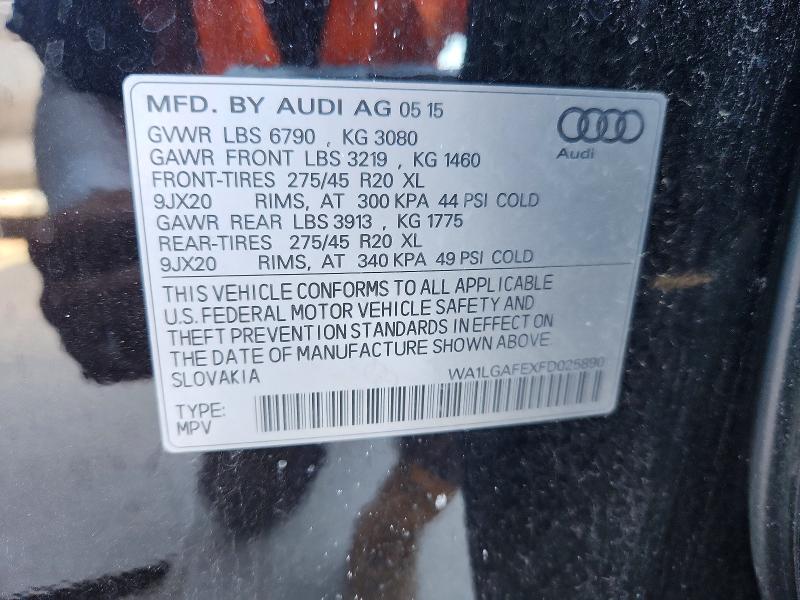 Aukcja sprzedaży 2015 Audi Q7, vin: WA1LGAFEXFD025890, numer aukcji: 58905396