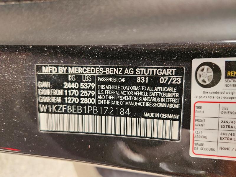 Продажа на аукционе авто 2023 Mercedes-benz E, vin: W1KZF8EB1PB172184, номер лота: 61197656