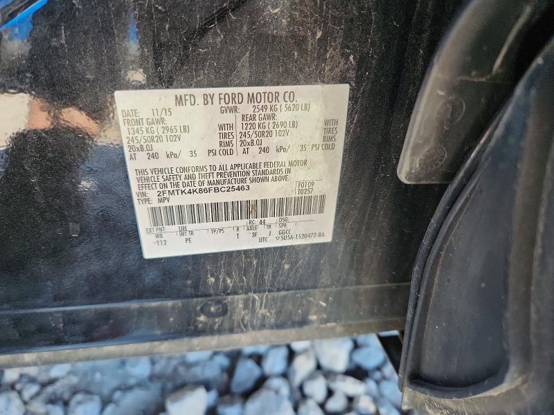 85604975 :رقم المزاد ، 2FMTK4K86FBC25463 vin ، 2015 Ford Edge مزاد بيع