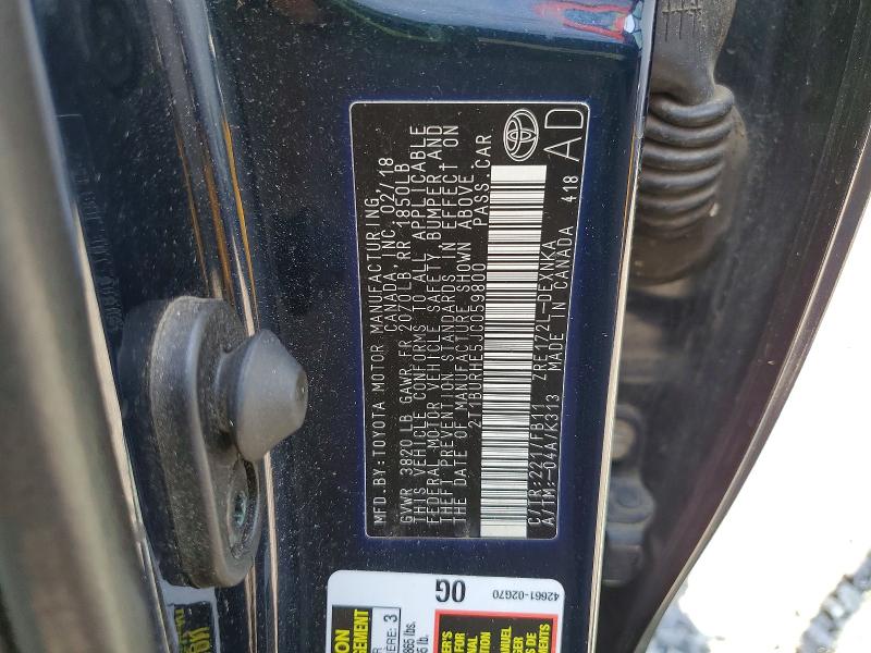 61913156 :رقم المزاد ، 2T1BURHE5JC059800 vin ، 2018 Toyota Corolla مزاد بيع