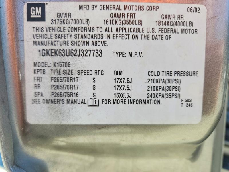 Продаж на аукціоні авто 2002 Gmc Denali, vin: 1GKEK63U62J327733, номер лоту: 59283286