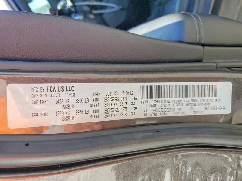 Aukcja sprzedaży 2019 Dodge Durango, vin: 1C4SDHCT9KC622101, numer aukcji: 62807876