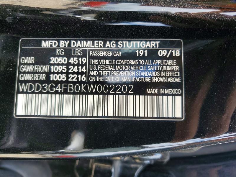 Продажа на аукционе авто 2019 Mercedes-benz A, vin: WDD3G4FB0KW002202, номер лота: 61966976