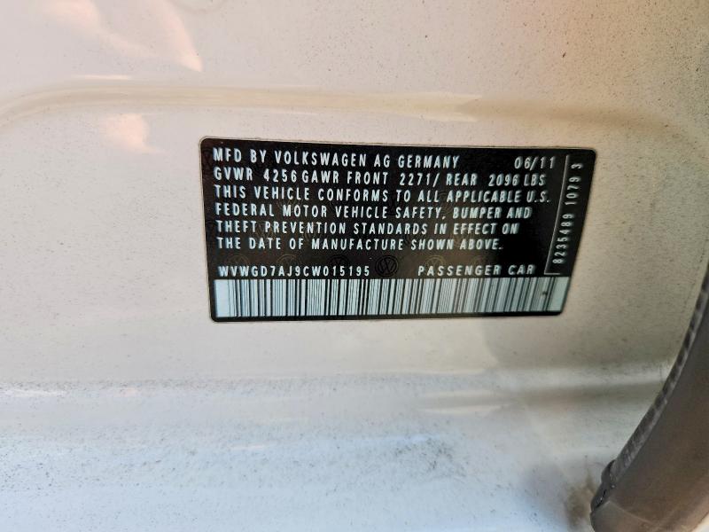 Aukcja sprzedaży 2012 Volkswagen Gti, vin: WVWGD7AJ9CW015195, numer aukcji: 60888096