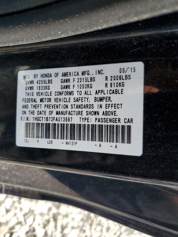 Продажа на аукционе авто 2015 Honda Accord, vin: 1HGCT1B73FA013687, номер лота: 60817456