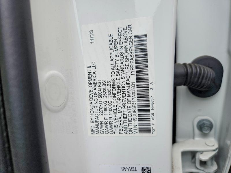 Auction sale of the 2023 Acura Tlx, vin: 19UUB6F51PA005831, lot number: 60762586
