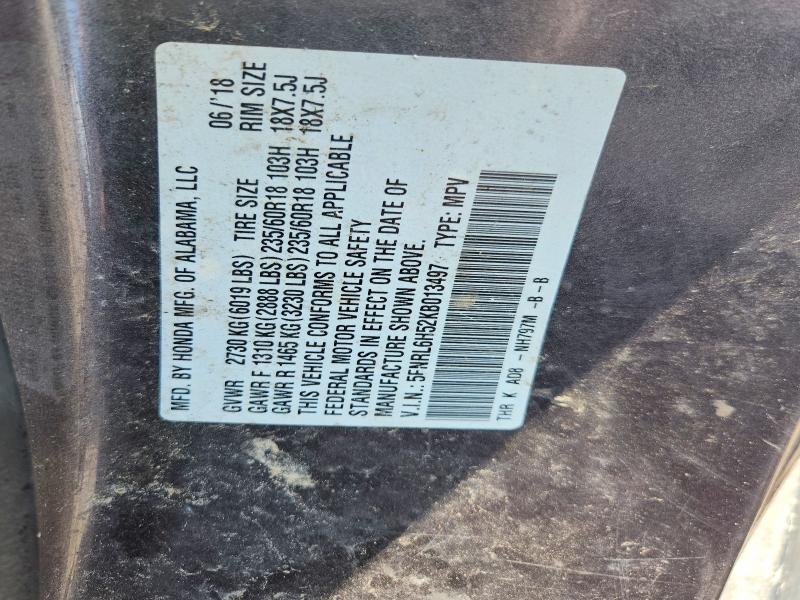 60445676 :رقم المزاد ، 5FNRL6H52KB013497 vin ، 2019 Honda Odyssey مزاد بيع