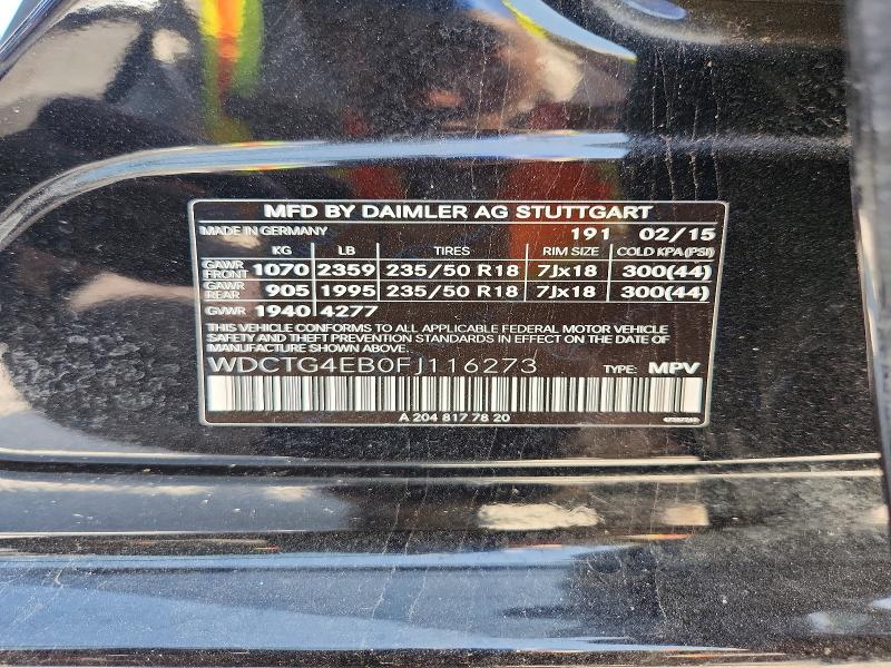 Продаж на аукціоні авто 2015 Mercedes-benz Gla, vin: WDCTG4EB0FJ116273, номер лоту: 61871216