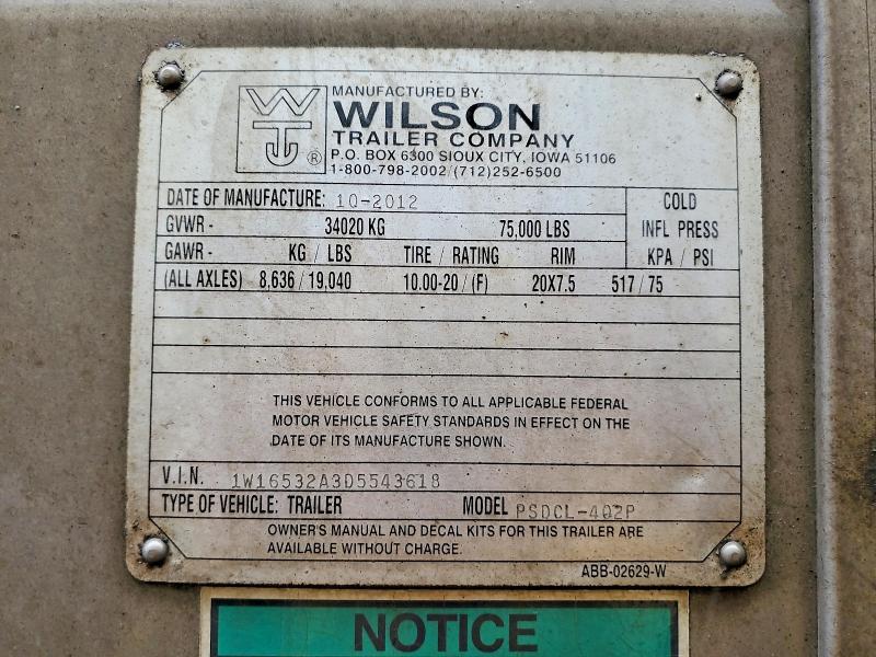 Aukcja sprzedaży 2013 Wilson Trailer Co Trailer, vin: 1W16532A3D5543618, numer aukcji: 63294786