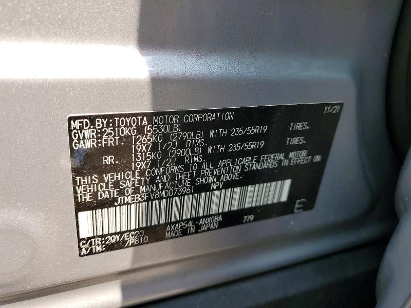Aukcja sprzedaży 2021 Toyota Rav4 Prime, vin: JTMEB3FV8MD073961, numer aukcji: 61036346