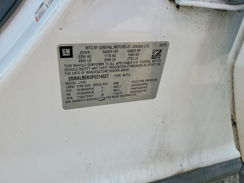 Продаж на аукціоні авто 2015 Chevrolet Equinox, vin: 2GNALBEK0F6314627, номер лоту: 61901916