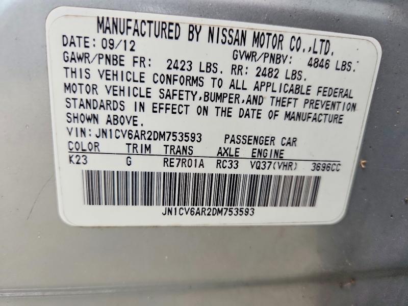 Продажа на аукционе авто 2013 Infiniti G37 Sedan, vin: JN1CV6AR2DM753593, номер лота: 60237016