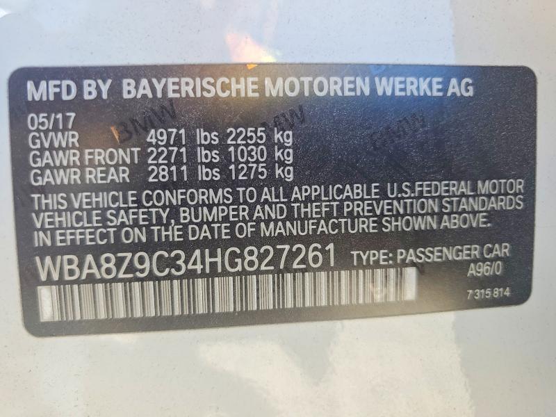Продажа на аукционе авто 2017 Bmw 330, vin: WBA8Z9C34HG827261, номер лота: 63234606