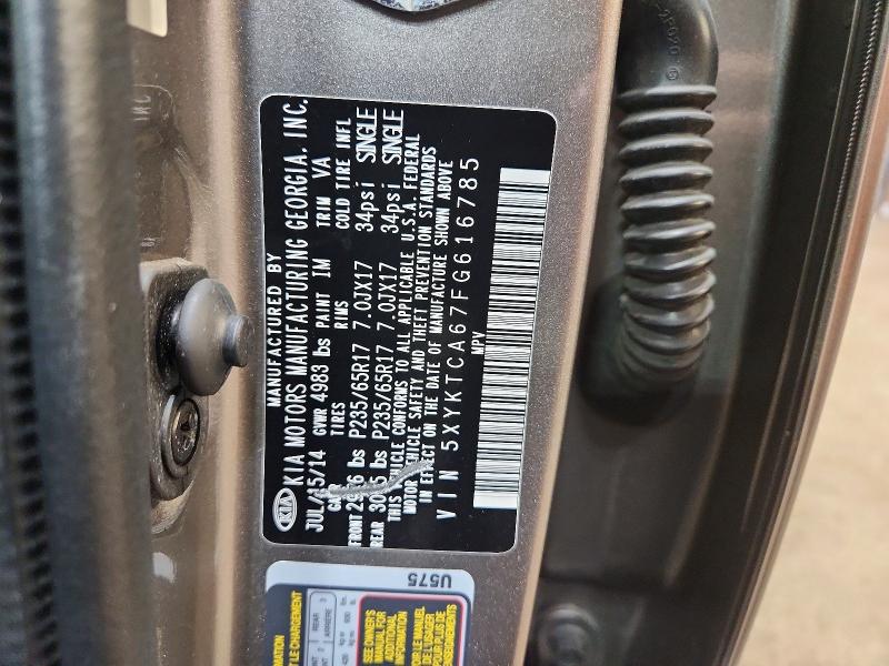 Продаж на аукціоні авто 2015 Kia Sorento, vin: 5XYKTCA67FG616785, номер лоту: 62932396
