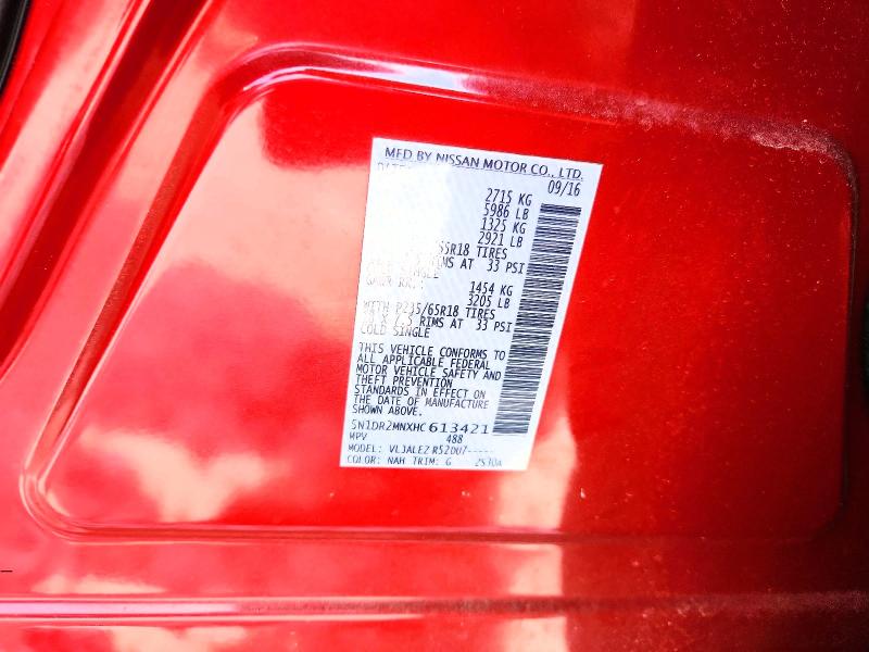 Aukcja sprzedaży 2017 Nissan Pathfinder, vin: 5N1DR2MNXHC613421, numer aukcji: 63003286