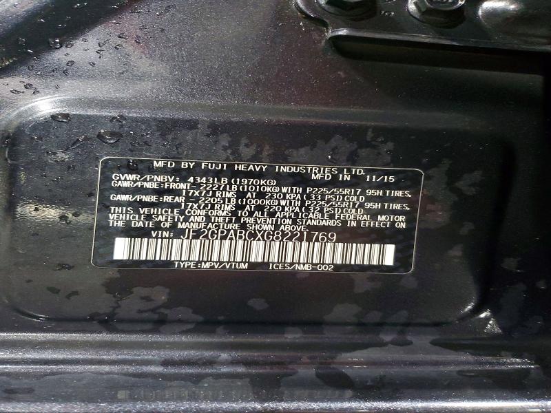 2016 Subaru Crosstrek მანქანა იყიდება აუქციონზე, vin: JF2GPABCXG8221769, აუქციონის ნომერი: 59720106