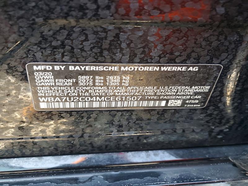 Aukcja sprzedaży 2021 Bmw 750, vin: WBA7U2C04MCE61507, numer aukcji: 63450586