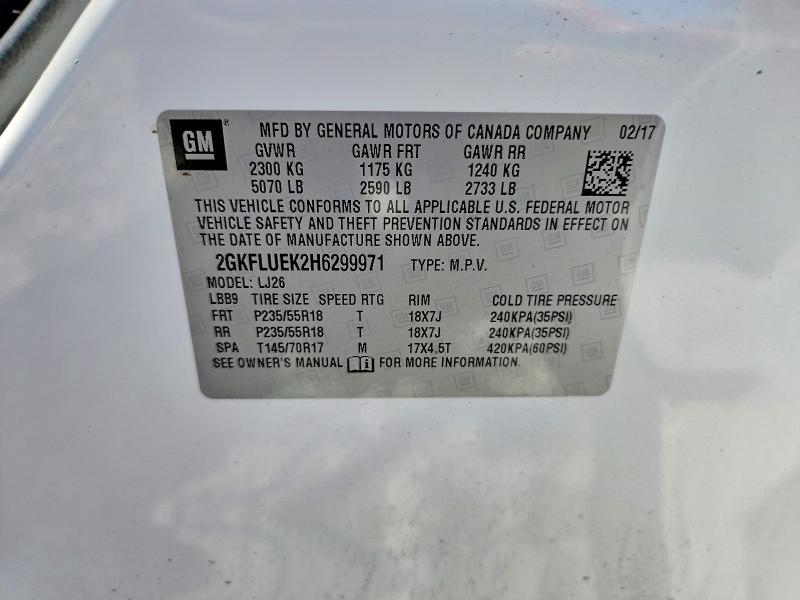 58801656 :رقم المزاد ، 2GKFLUEK2H6299971 vin ، 2017 Gmc Terrain مزاد بيع