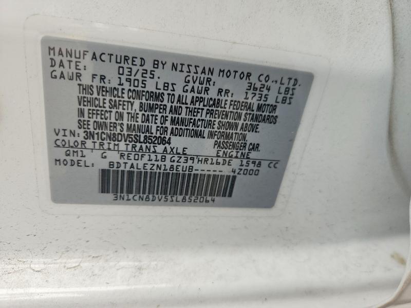 62763406 :رقم المزاد ، 3N1CN8DV5SL852064 vin ، 2025 Nissan Versa مزاد بيع