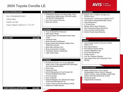 2024 Toyota Corolla მანქანა იყიდება აუქციონზე, vin: 5YFB4MDE6RP162311, აუქციონის ნომერი: 61178626
