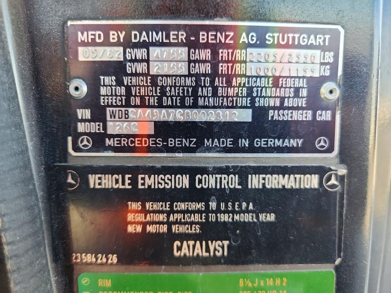 Продаж на аукціоні авто 1982 Mercedes-benz 380, vin: WDBCA43A7CB002812, номер лоту: 60664496