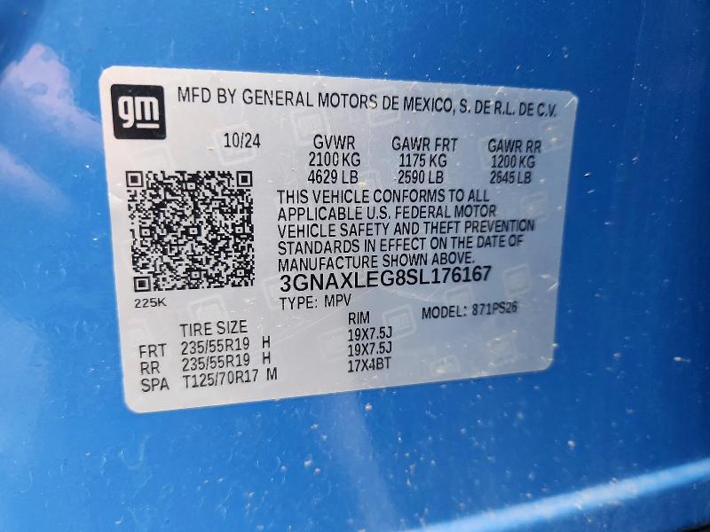 63181616 :رقم المزاد ، 3GNAXLEG8SL176167 vin ، 2025 Chevrolet Equinox مزاد بيع