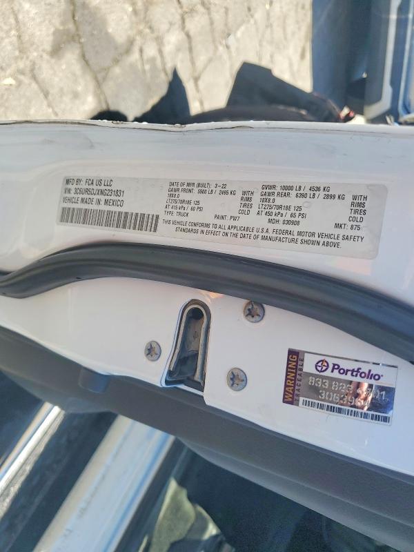57340996 :رقم المزاد ، 3C6UR5DJXNG231831 vin ، 2022 Ram 2500 مزاد بيع