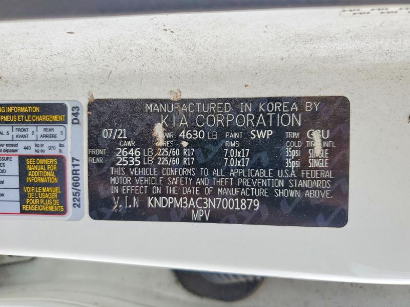 Aukcja sprzedaży 2022 Kia Sportage, vin: KNDPM3AC3N7001879, numer aukcji: 60448716